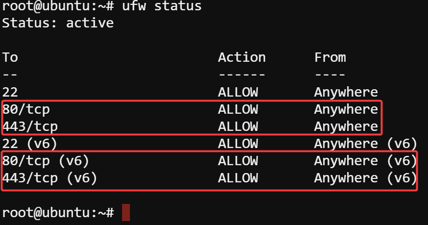 Checking the status of UFW