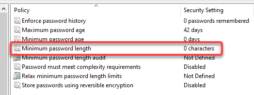 Accessing the minimum password length properties