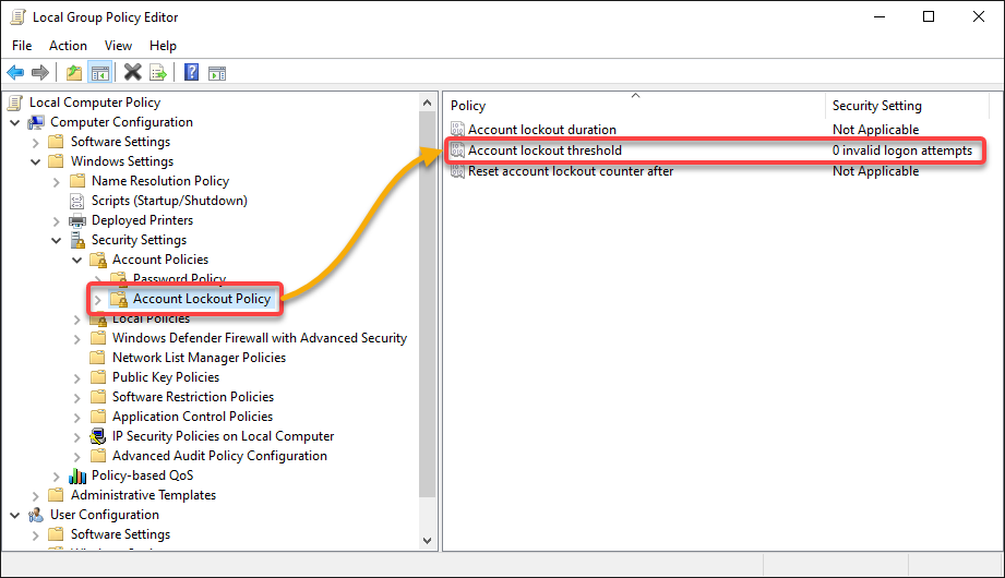 Navigating to the Account Lockout Policy