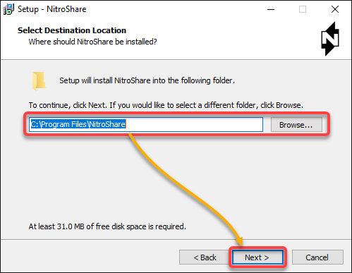Selecting an install location