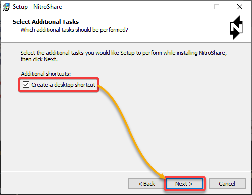 Creating a desktop shortcut for NitroShare