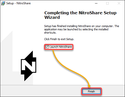 Finishing installation and launching NitroShare