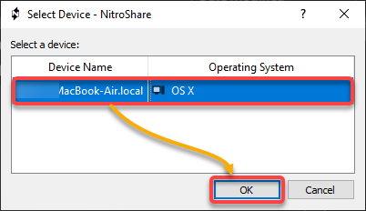 Selecting the destination machine