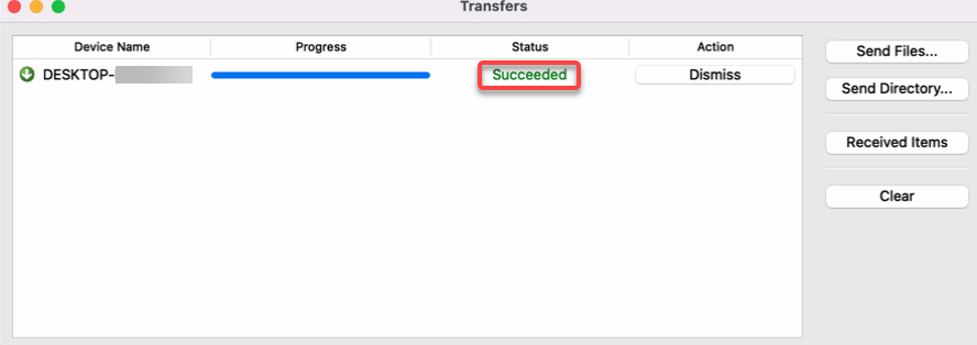 Ensuring the transfer is successful (macOS)