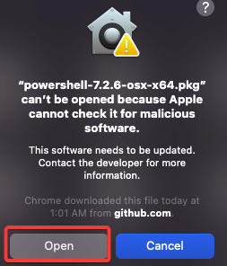 Click Open to run the installer