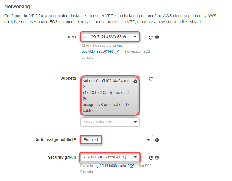 Configure the instance networking