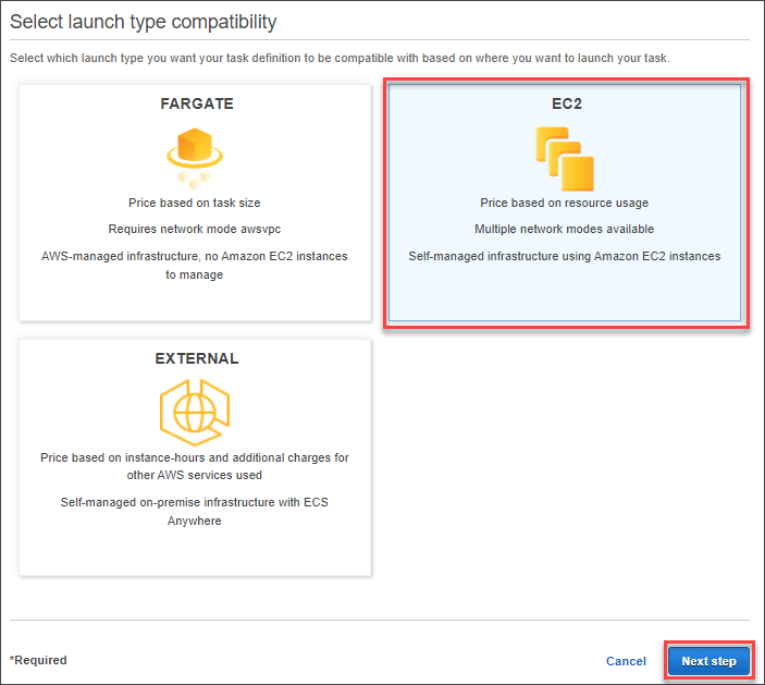 Selecting the task launch type compatibility