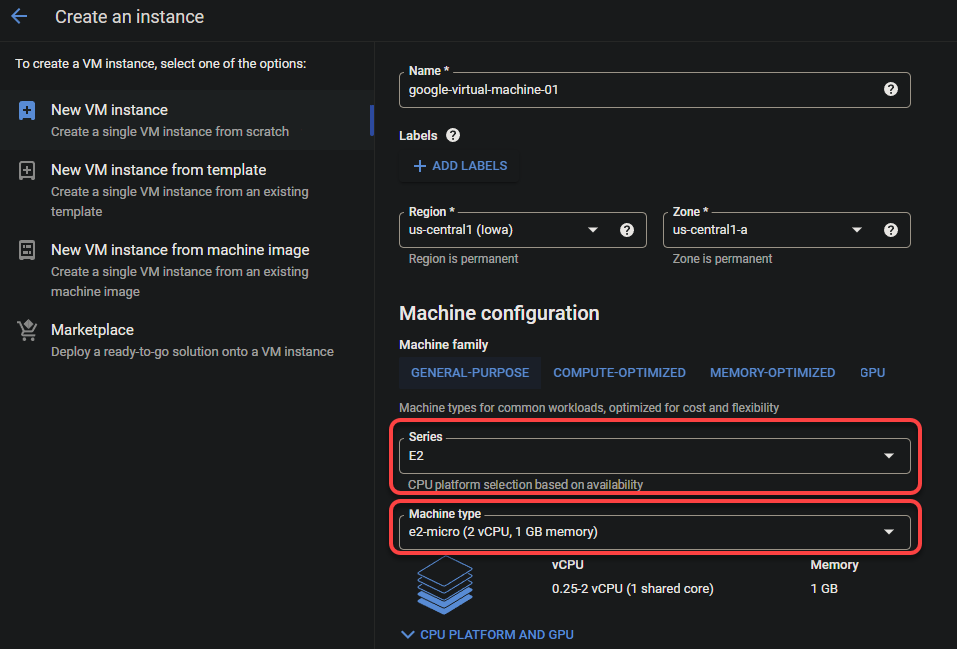 Setting machine configuration