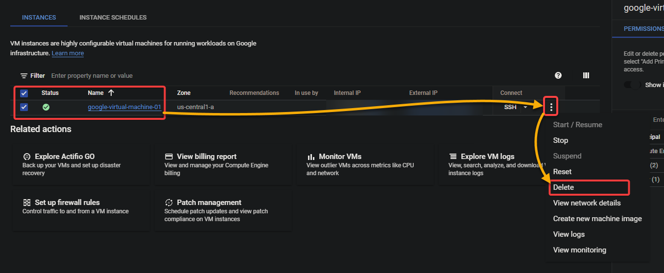 Deleting a Google VM