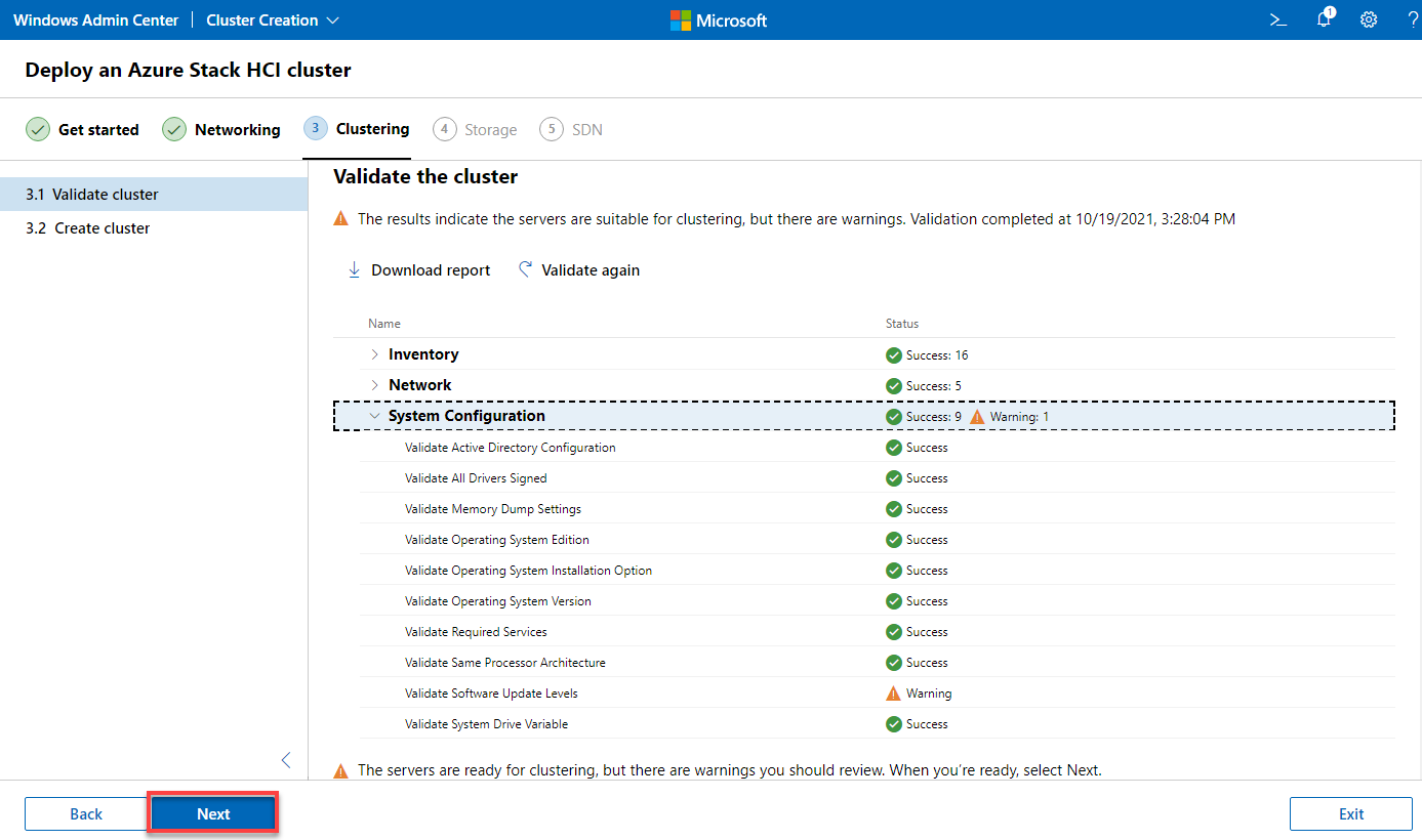 Ignoring warnings and continuing with creating the cluster