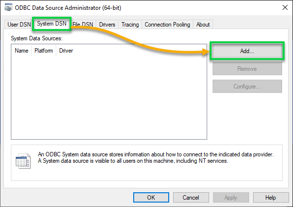 Initiating adding a new data source