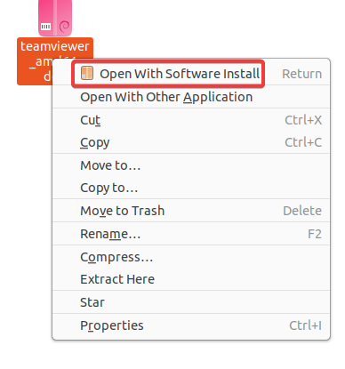 Open the TeamViewer deb package in Software Install