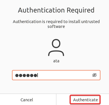 Authenticating the package installation