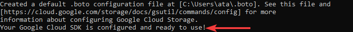 Confirming gcloud CLI is ready