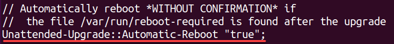 Setting the automatic reboot after an upgrade