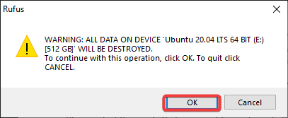 Confirming formatting of the USB drive