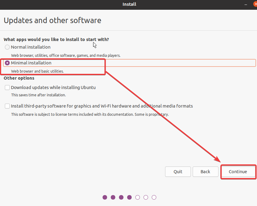 Selecting the minimal installation