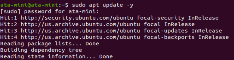 Updating the Ubuntu system