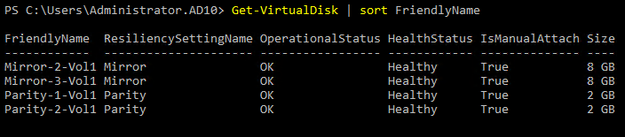 Sorting virtual disk by friendly name