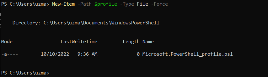 Creating a new PowerShell profile