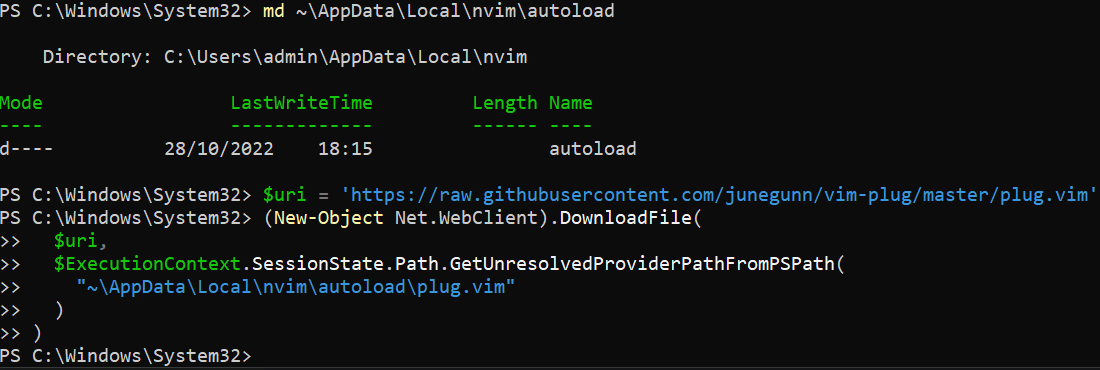 Configuring the vim-plug