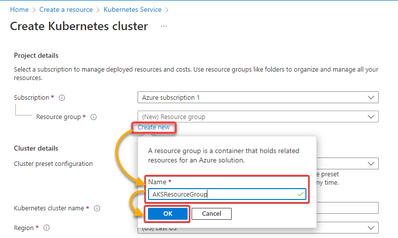 Naming the new resource group