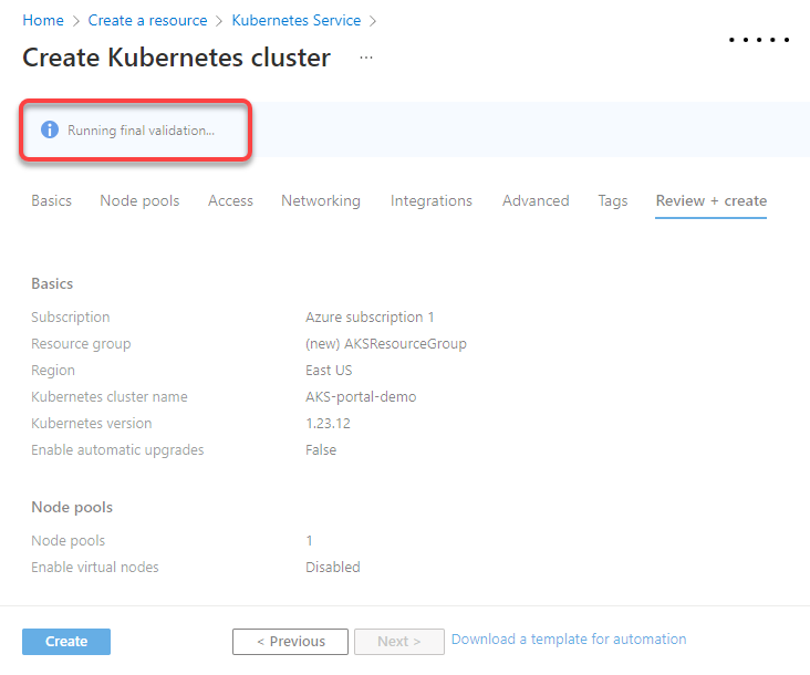 Running parameters validation