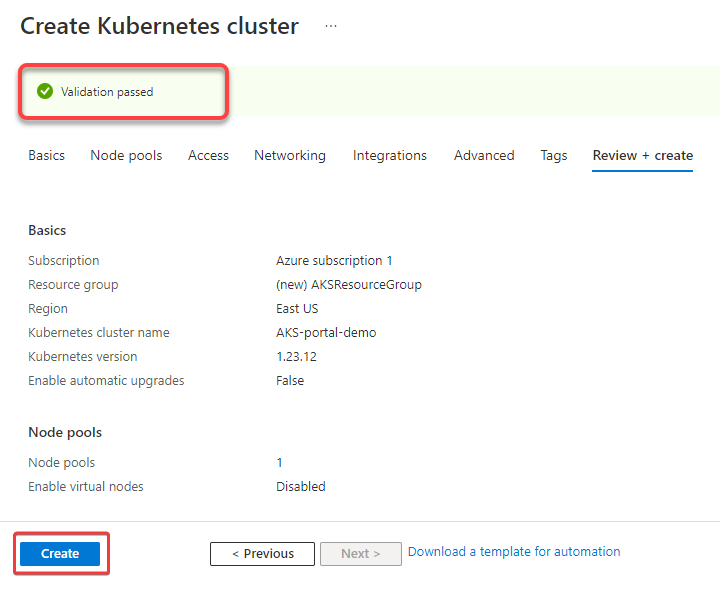 Creating the new Kubernetes cluster