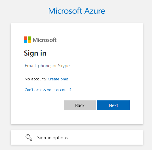 Signing in with Azure credentials 