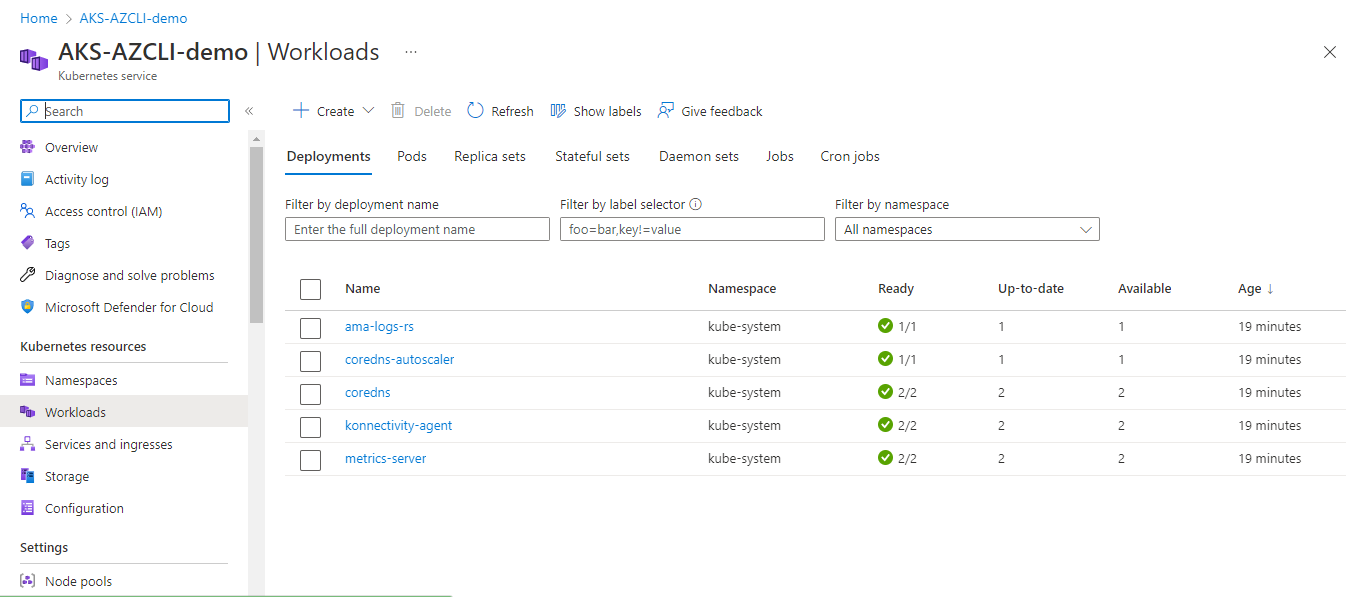  Viewing the cluster Workloads page 