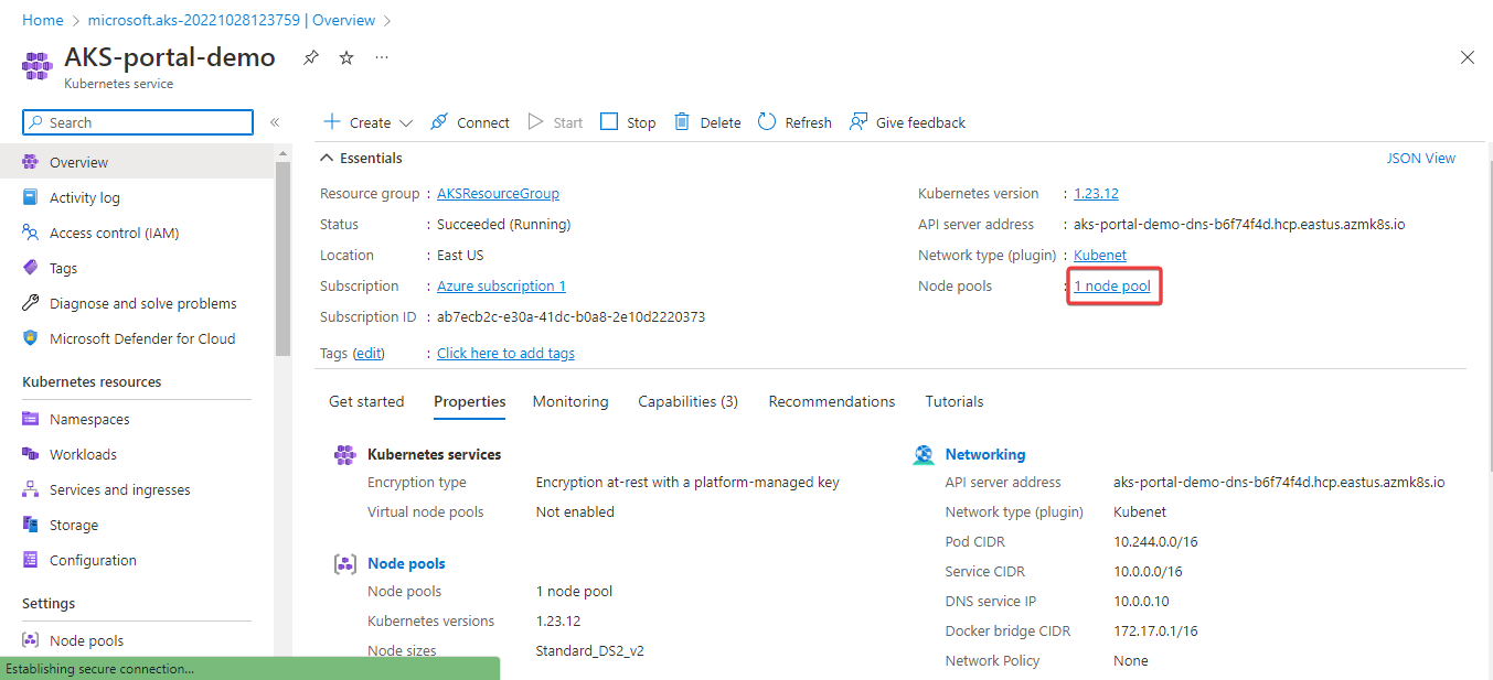 Accessing the list of node pools