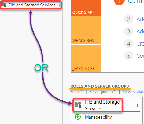 Windows Server Storage : Opening the File and Storage Services