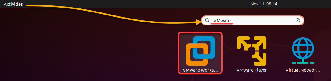 Launching VMware Workstation