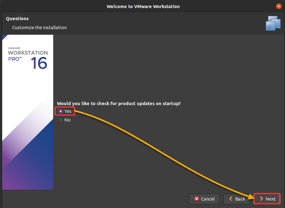 Enabling the VMware automatic updates