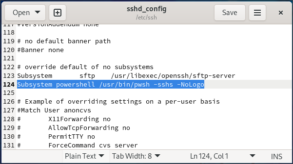 Create an SSH subsystem for PowerShell on Linux