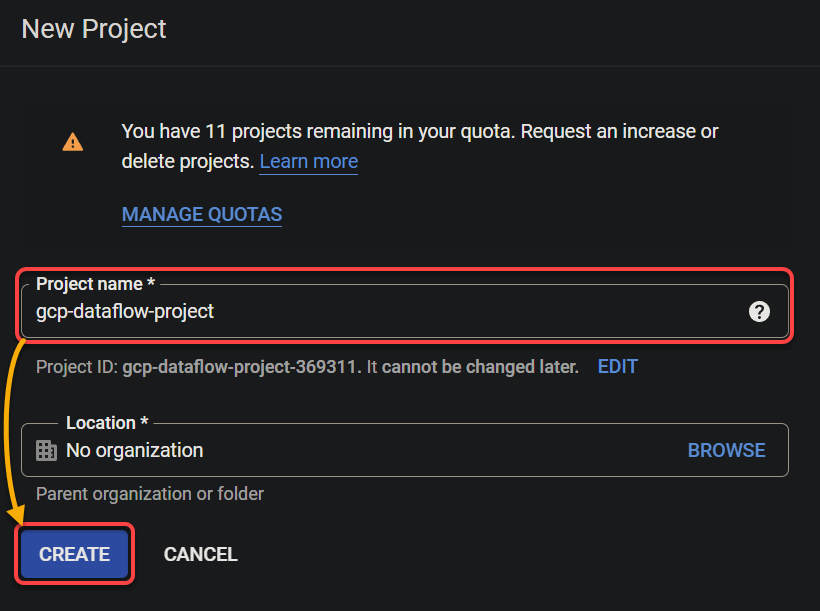 Creating a new GCP project 