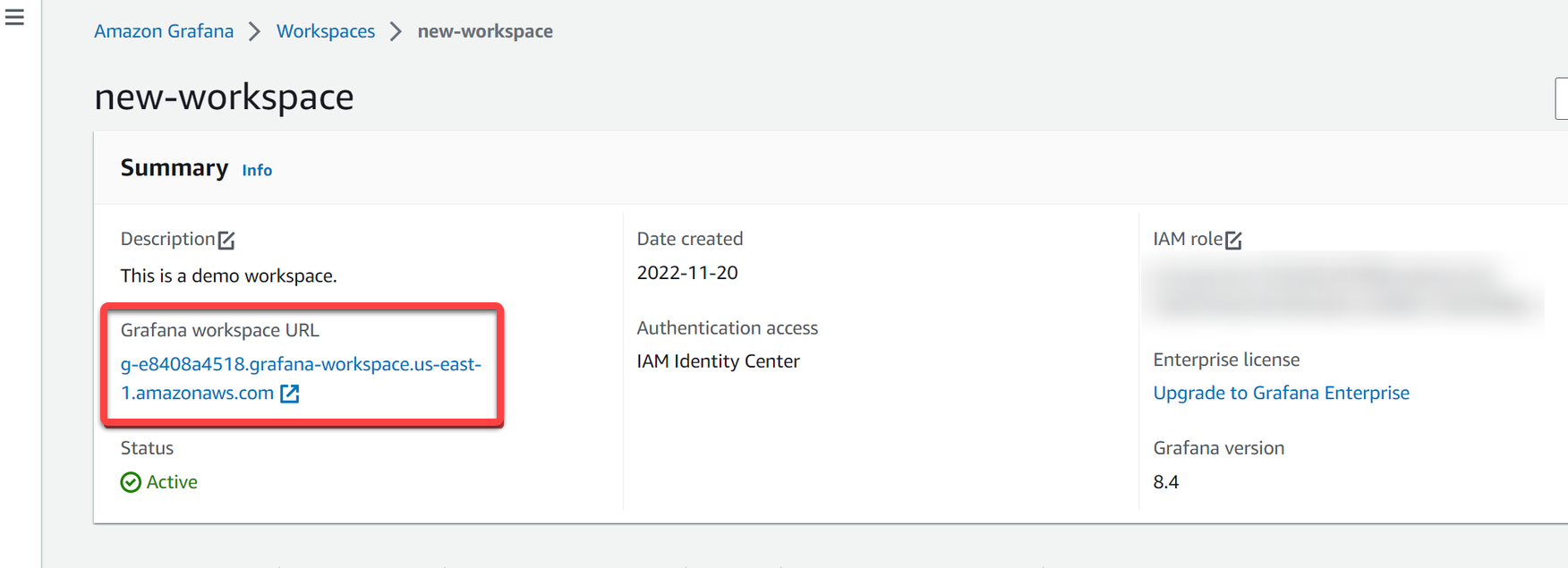 Accessing the Grafana home page