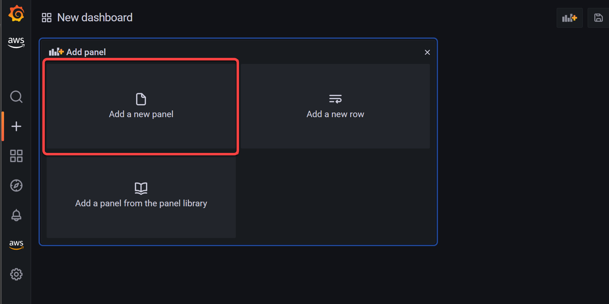 Creating a new panel in the dashboard