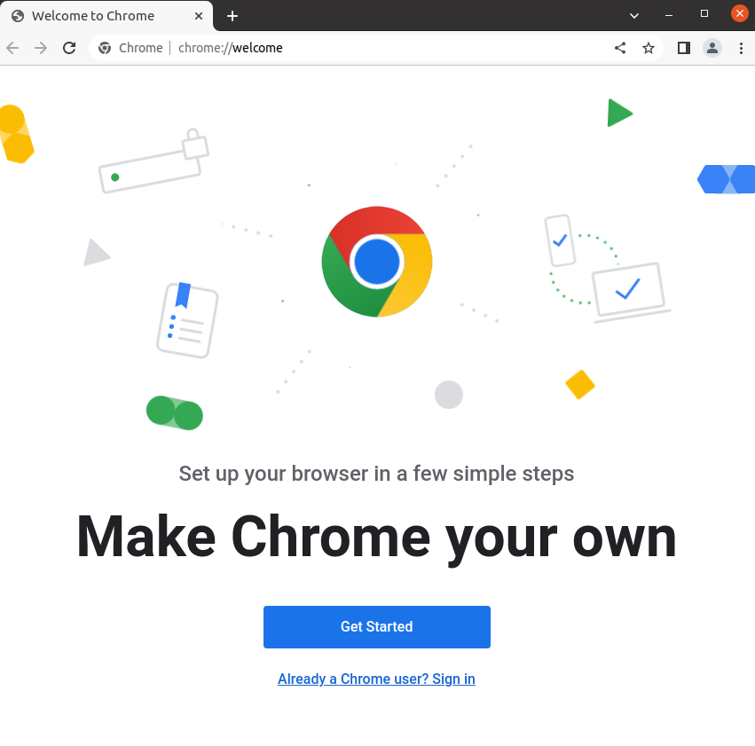 Viewing Google Chrome’s welcome page.