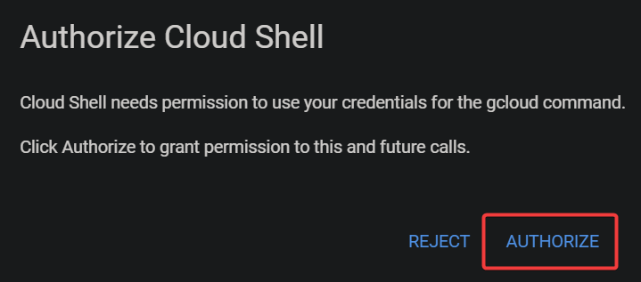Authorizing Cloud Shell 