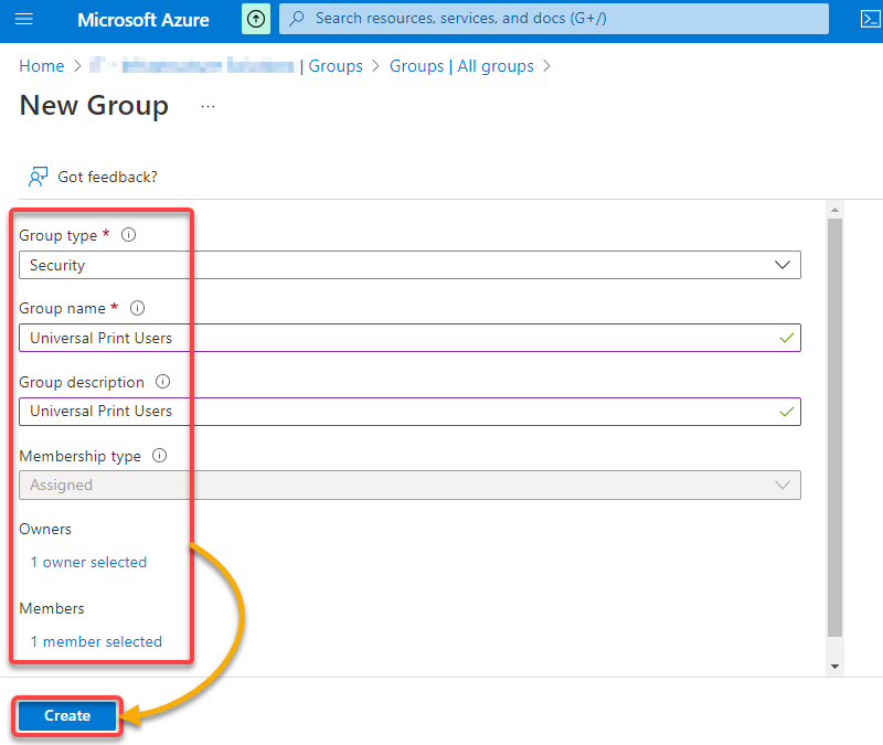 Defining the group parameters