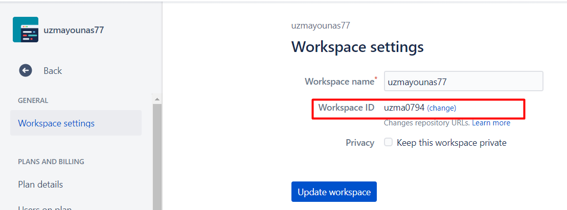 Workspace ID for a workspace