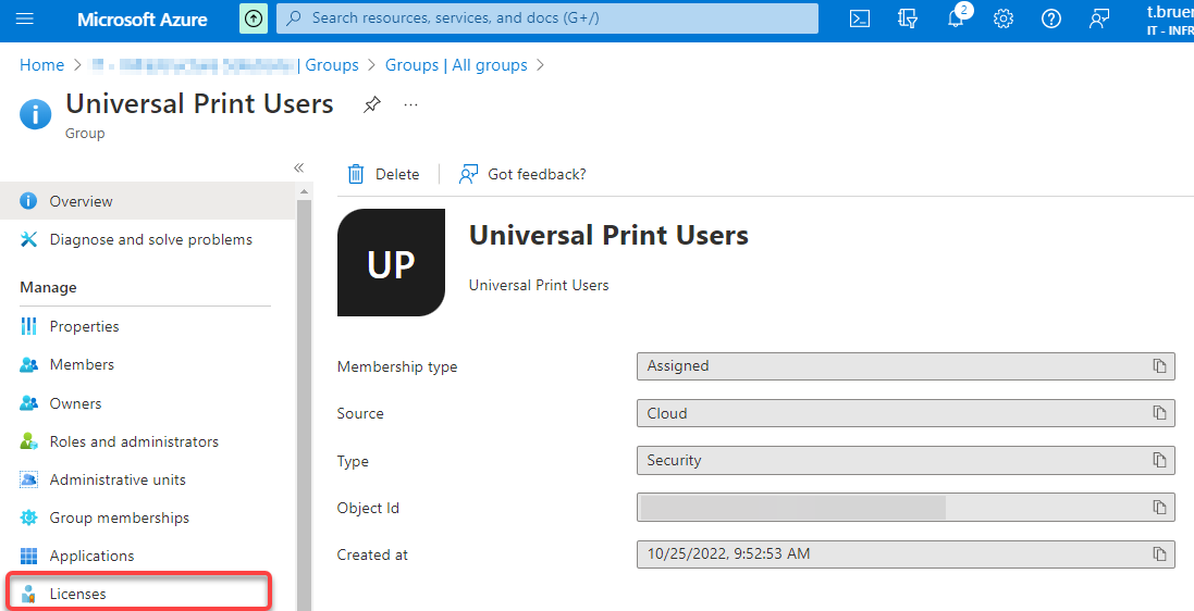 Creating a new license assignment