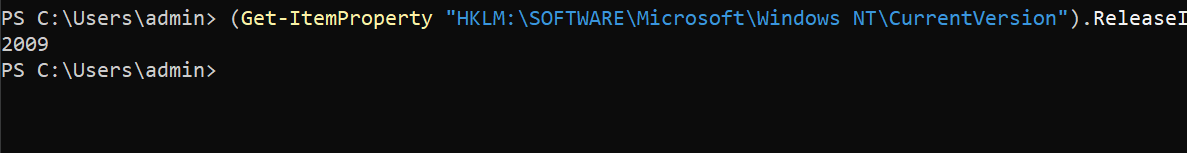 Getting the Windows version via the Get-ItemProperty command