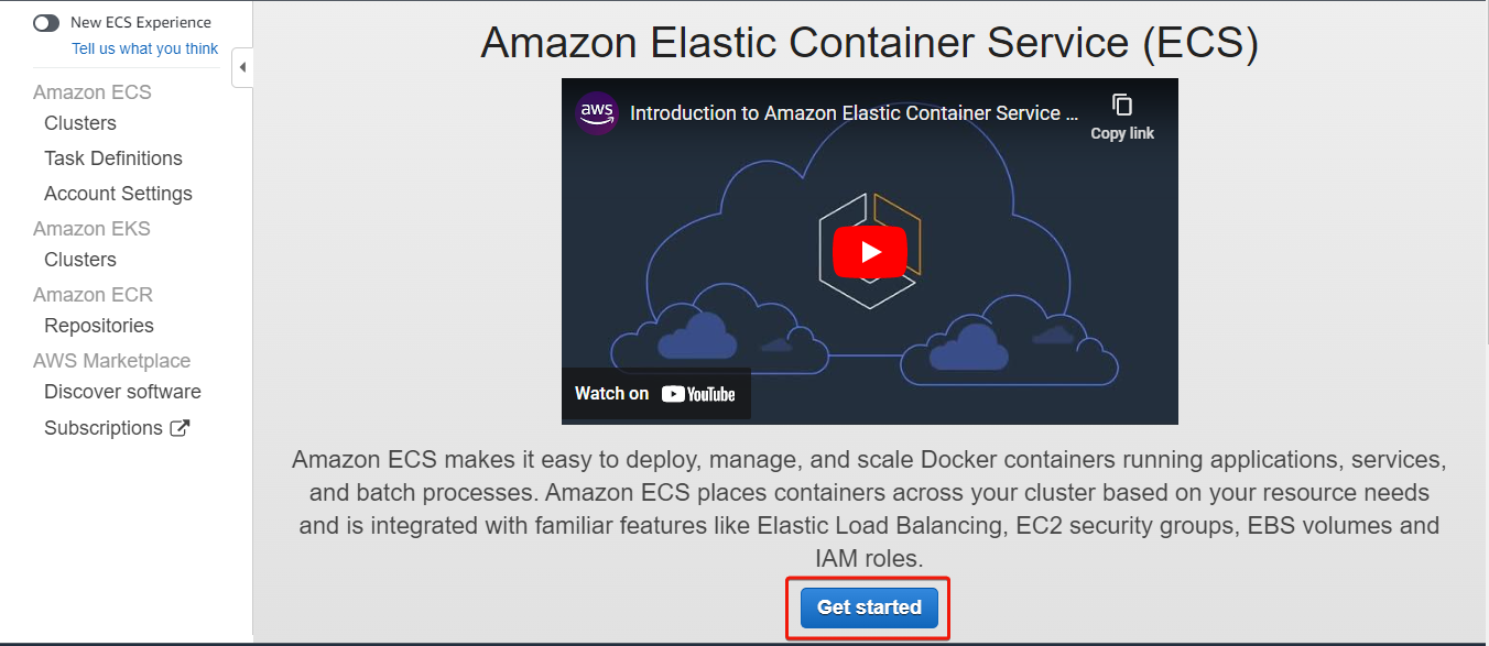 Getting started with the Amazon ECS
