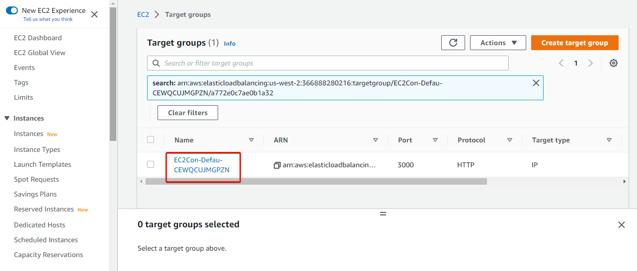 Accessing the target group’s details