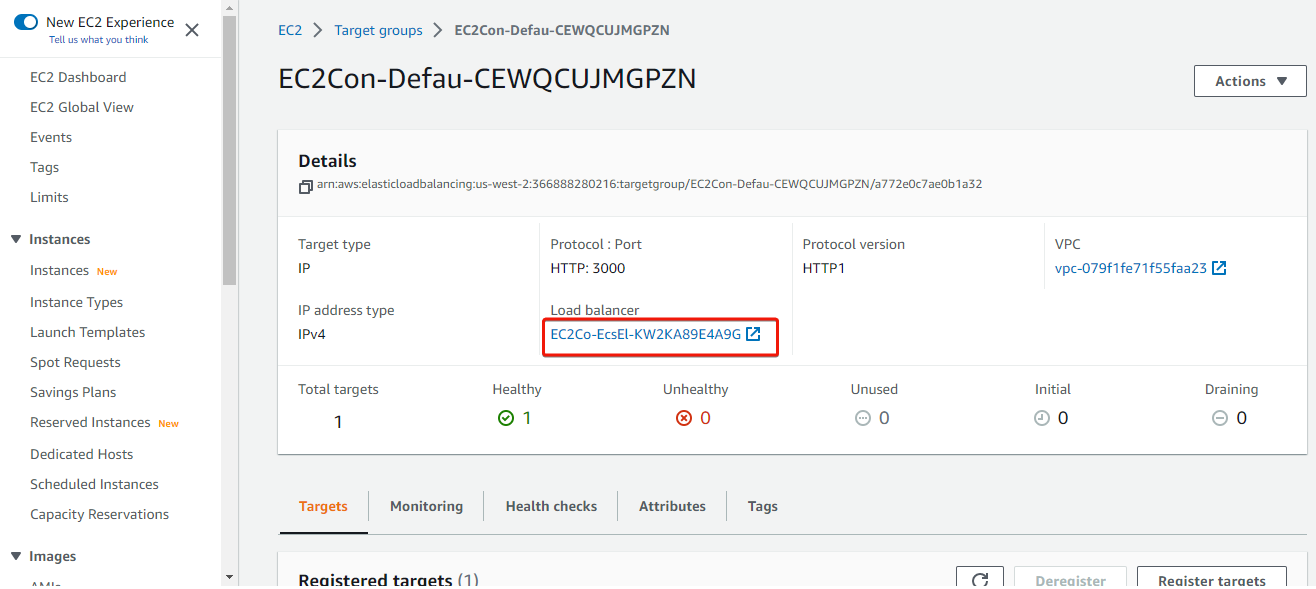 Accessing the load balancer details