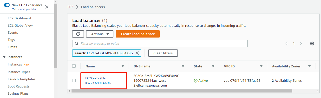 Accessing the load balancer name