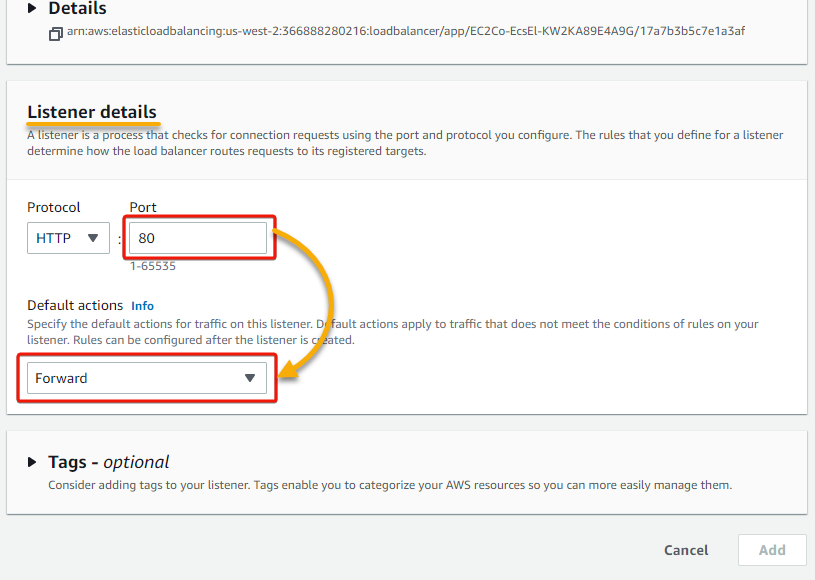 Specifying the listener's details